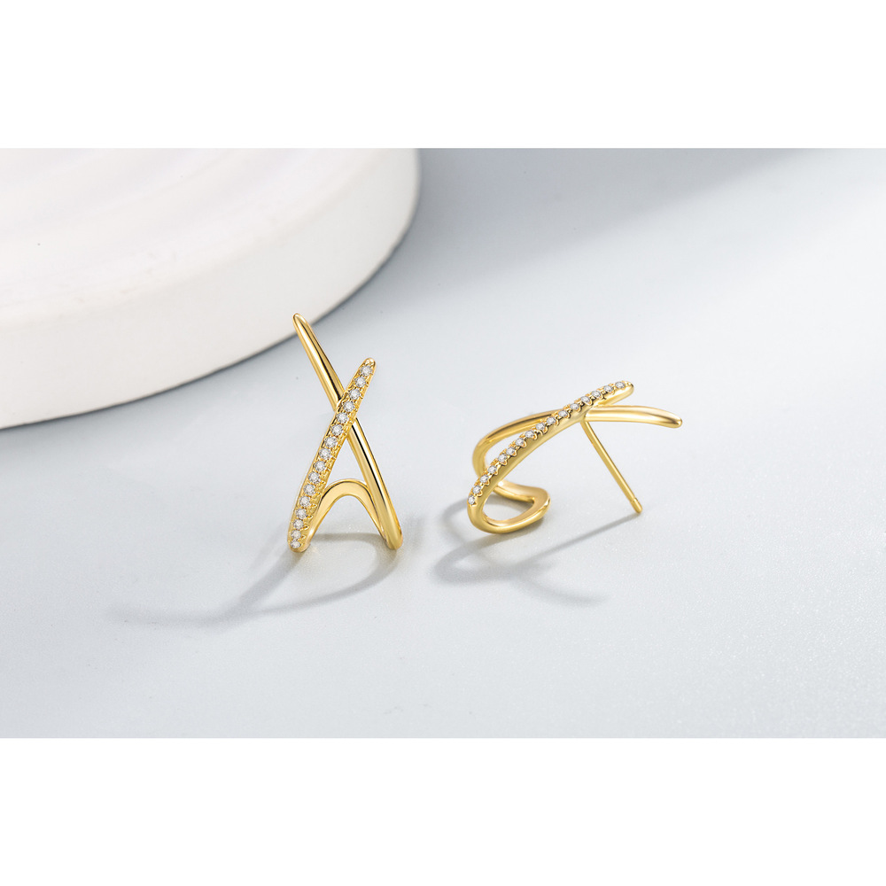 Double U earrings with hollowed-out inner arches. - Picture 4 of 7
